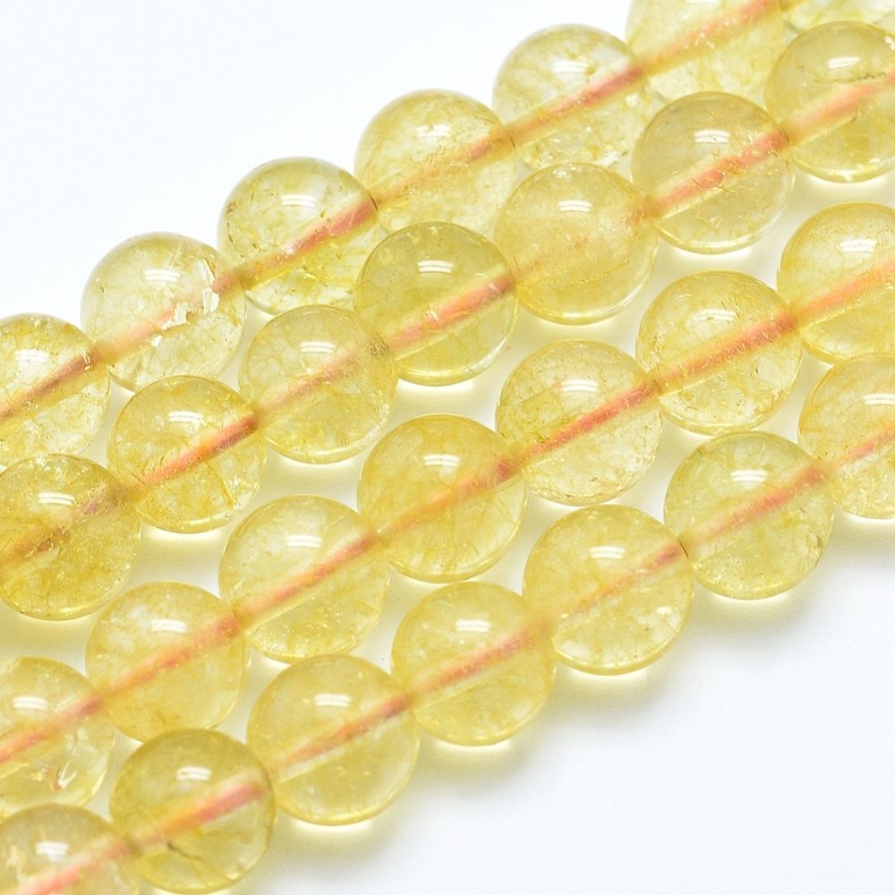 Natural Citrine Beads Strands, Grade A, Round, Dyed & Heated, 8mm, Hole: 1mm, about 46pcs/strand, 15 inch(38cm)