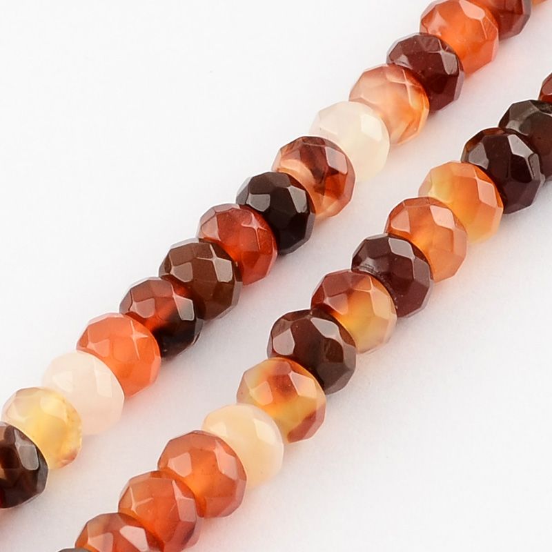 Natural Carnelian Stone Bead Strands, Faceted, Rondelle, Orange Red, 8x5mm, Hole: 1mm, about 80pcs/strand, 15.7 inch
