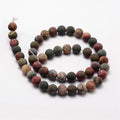 Natural Polychrome Jasper/Picasso Stone/Picasso Jasper Frosted Bead Strands, Round, 8mm, Hole: 1mm, about 24pcs/strand, 7.7 inch