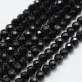 Natural Black Spinel Beads Strands, Faceted, Round, 3mm, Hole: 0.5mm, about 132pcs/strand, 14.8 inch