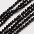 Natural Black Spinel Round Bead Strands, 2mm, Hole: 0.8mm, about 159pcs/strand, 15 inch