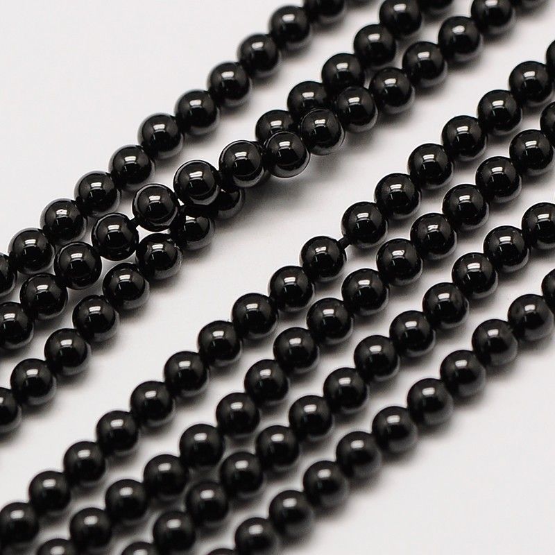 Natural Black Spinel Round Bead Strands, 2mm, Hole: 0.8mm, about 159pcs/strand, 15 inch