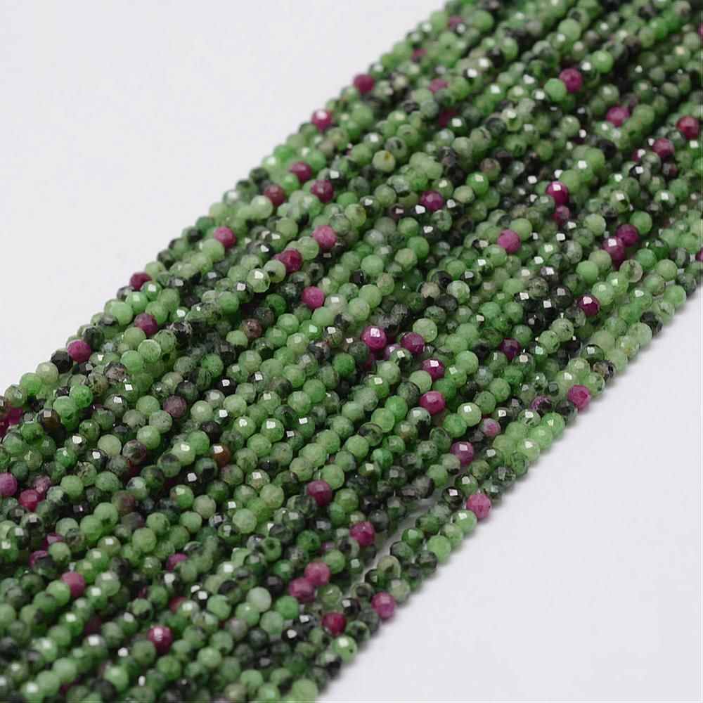 Natural Ruby in Zoisite Beads Strands, Round, Faceted, 2mm, Hole: 0.5mm, about 197pcs/strand, 15 inch