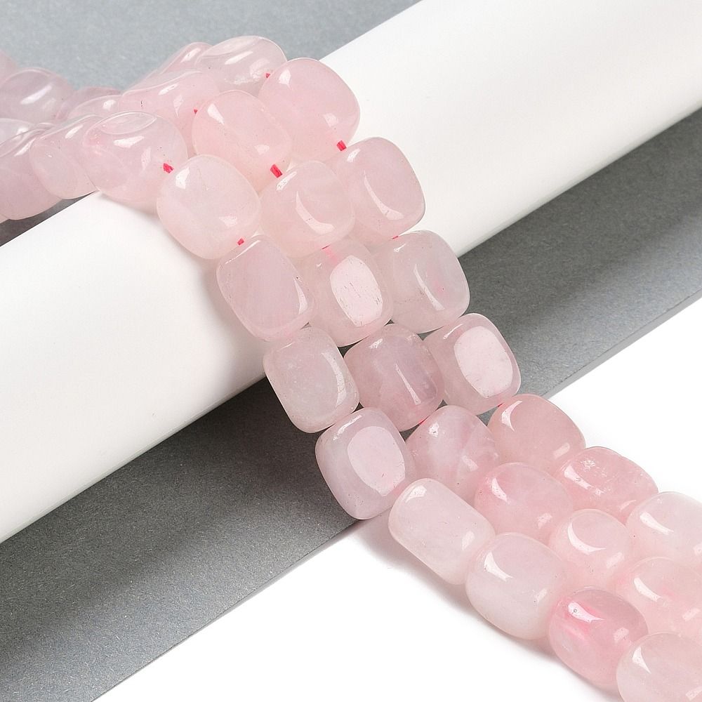 Natural Rose Quartz Beads Strands, Cuboid, 14~15x10~11x10~11mm, Hole: 0.5mm, about 27~29pcs/strand, 15.35''(39cm)