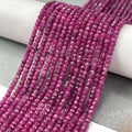 Natural Ruby Beads Strands, Faceted, Rondelle, 3x2mm, Hole: 0.7mm, about 182pcs/strand, 15.35 inch(39cm)