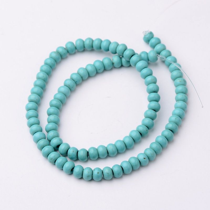 Natural Howlite Turquoise Beads Strand/6x4mm, Hole: 1mm, about 88~90pcs/strand)