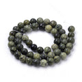 Natural Serpentine/Green Lace Stone Beads Strands, Round,  15 inch