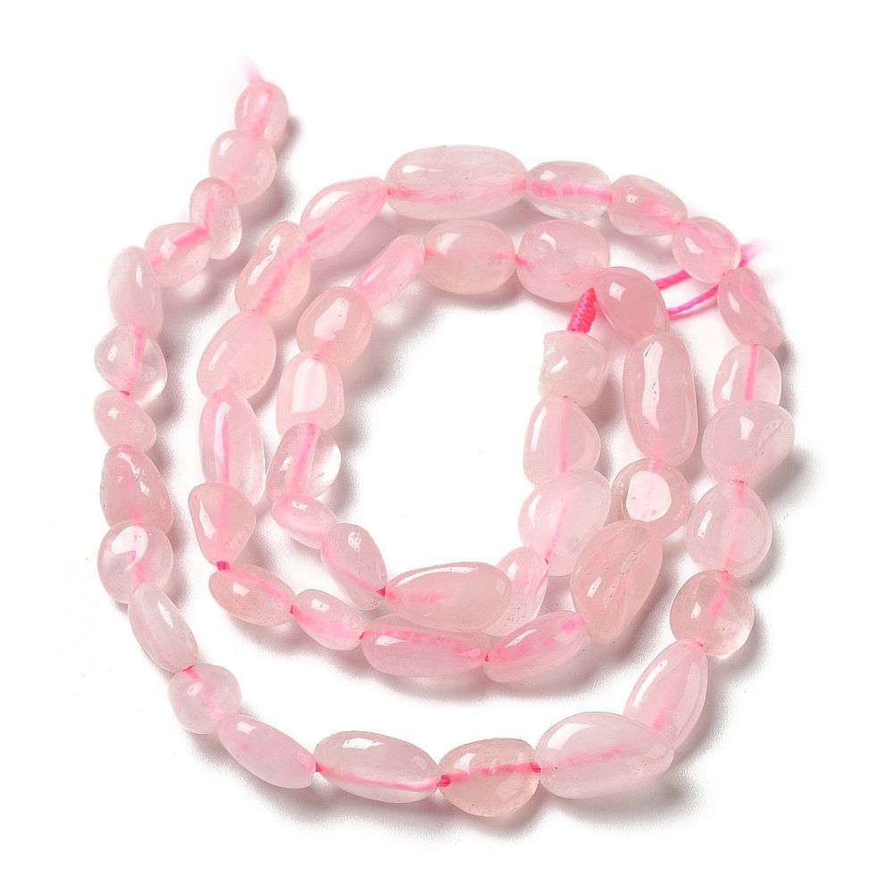 Natural Rose Quartz Beads Strands, Nuggets, 7~14x4~8x4~7mm, Hole: 1mm, about 44~50pcs/strand, 38.5~39.5cm
