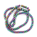 Hematite Beads Strands, Disc, Heishi Beads, Rainbow Plated, 4x3mm, Hole: 1mm, about 138pcs/strand, 15.75''(40cm)