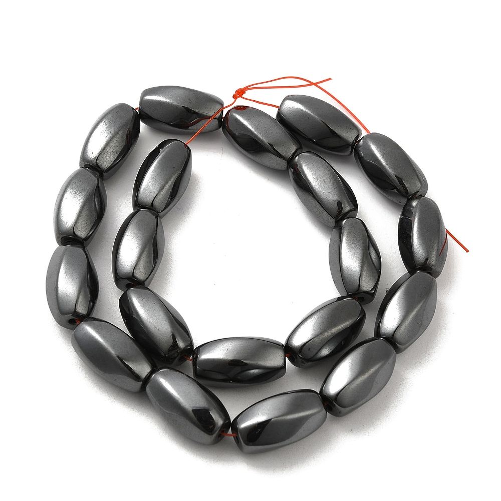 Hematite Beads Strands, Twist, 19.5~20x11~11.5mm, Hole: 1.5mm, about 20pcs/strand, 15.59''(39.6cm)