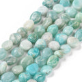 Natural Aquamarine Beads Strands, Oval, 14.5~20x12~13mm, Hole: 1mm, about 26pcs/strand, 15.3 inch(39cm)