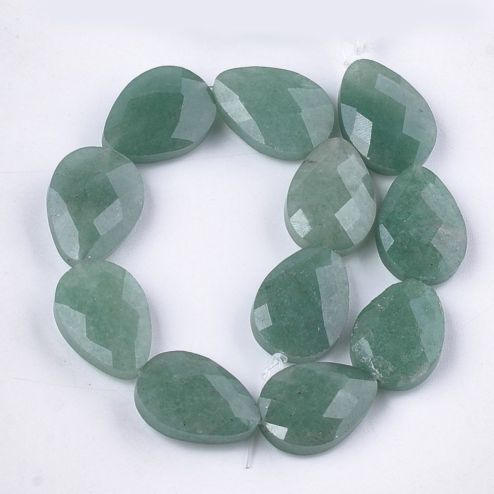 Natural Green Aventurine Beads Strands, Faceted, teardrop, 18x13~13.5x5.5~6mm, Hole: 1.2mm, about 11pcs/strand, 7.8 inch