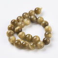 Natural Gold Tiger Eye Beads Strands, Grade A, Round, 8mm, Hole: 1mm about 24pcs/strand