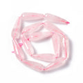 Natural Rose Quartz Beads Strands, Faceted, Teardrop, 28~30x9.5~10.5mm, Hole: 1.2mm, about 13pcs/strand, 14.65''~15.39''(37.2~39.1cm)