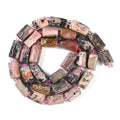 Natural Rhodonite Beads Strands, with Seed Beads, Faceted, Column, 11~12x6~8mm, Hole: 0.5mm, about 28~32pcs/strand, 15.35''~16.14''(39~41cm)