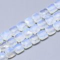 Opalite Beads Strands, Faceted, Square, 8~8.5x8~8.5x5mm, Hole: 1mm, about 25pcs/strand
