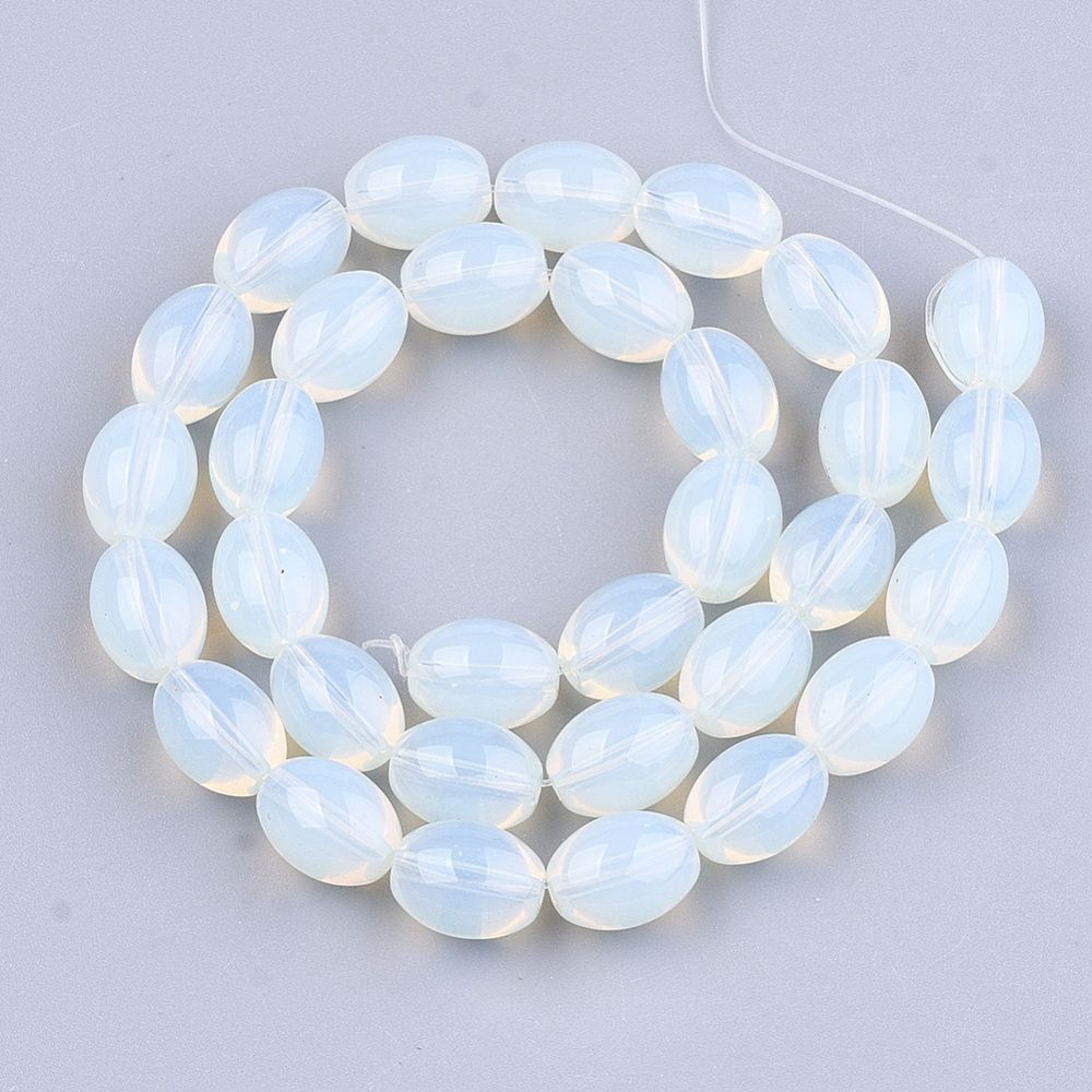 Opalite Beads Strands, Oval, 11x8mm, Hole: 1mm, about 32pcs/strand, 13.7 inch