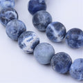 Natural Sodalite Beads Strands, Frosted, Round, 10~10.5mm, Hole: 1.2mm, about 36pcs/strand