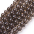 Natural Smoky Quartz Beads Strands, Round, 7.5 inch