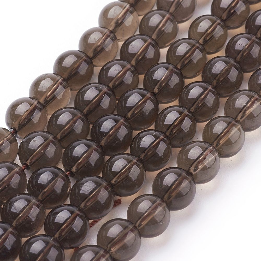 Natural Smoky Quartz Beads Strands, Round, 7.5 inch