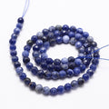 Natural Sodalite Beads Strands, Grade A, Faceted, Round, 4mm, Hole: 1mm, about 90pcs/strand