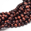 Natural Red Tiger Eye Round Bead Strand