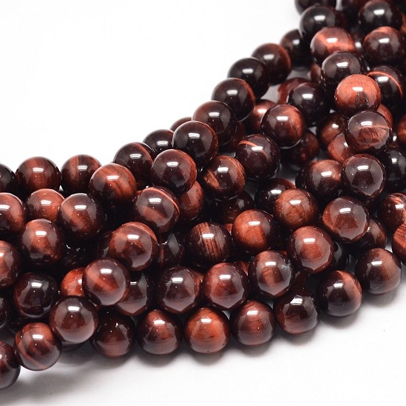 Natural Red Tiger Eye Round Bead Strand
