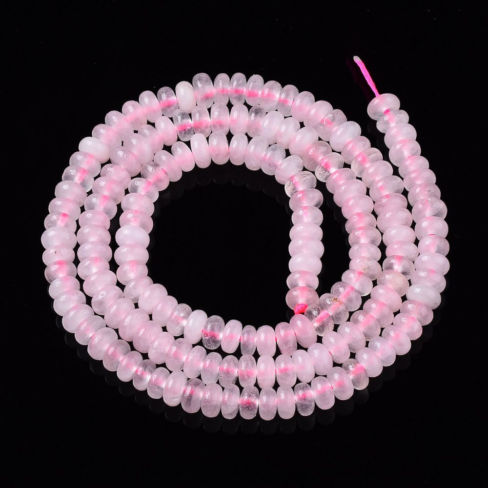 Natural Rose Quartz Beads Strands, Rondelle, 4~5x2mm, Hole: 0.8mm, about 155~160pcs/strand, 14.96~15.35 inch(38~39cm)