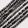Natural Snowflake Obsidian Round Bead Strands, 16 inch