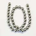 Hematite Beads Strands, Grade A, Round, Platinum Plated, 12mm, Hole: 1.5mm, about 33~35pcs/strand