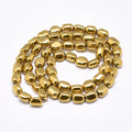 Electroplate Non-magnetic Synthetic Hematite Beads Strands, Chips, Golden Plated, 7~8x5~6x4~5mm, Hole: 1mm, about 57pcs/strand, 16.1 inch