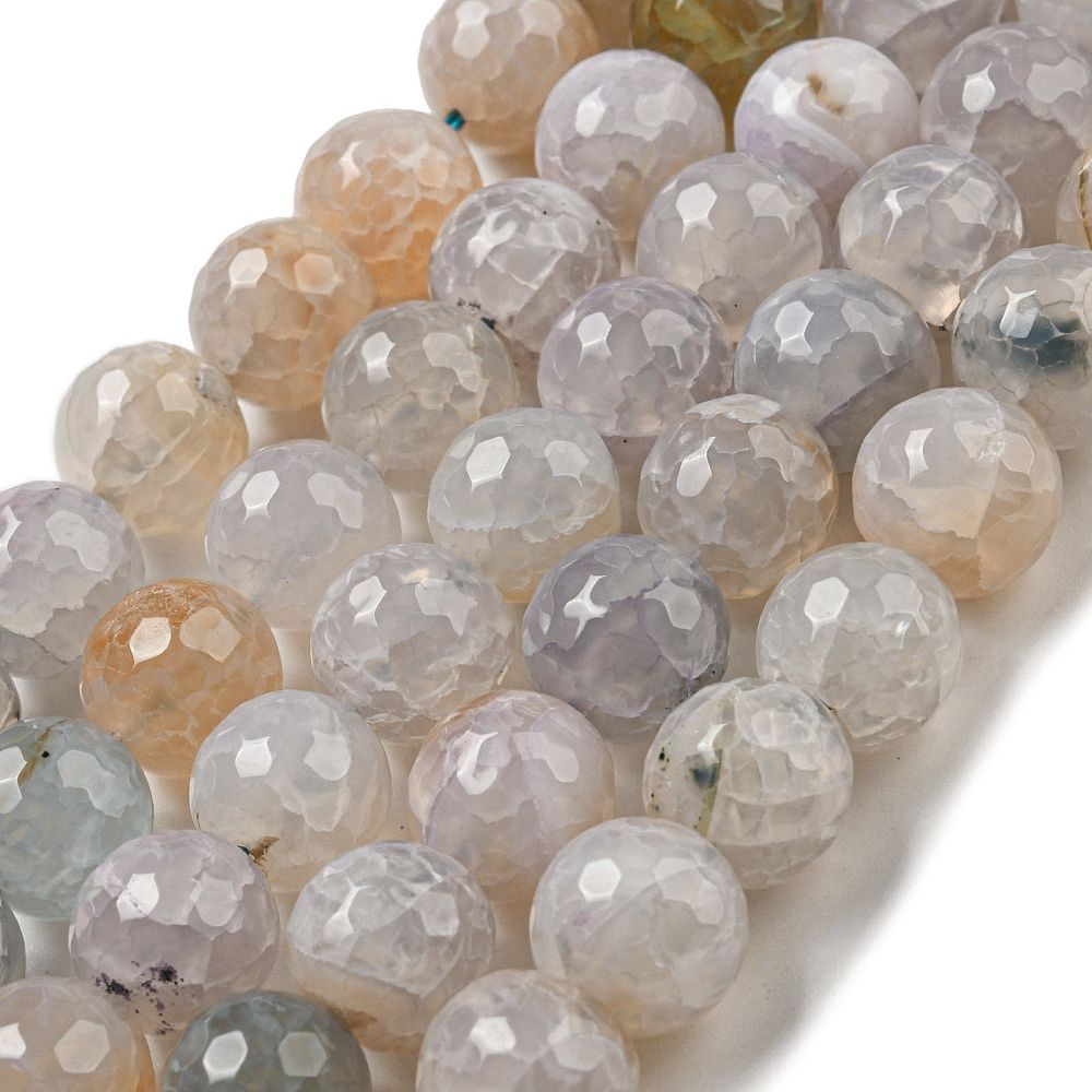 Faceted Natural Dragon Veins Agate Beads Strands, Round, Dyed & Heated, 12mm, Hole: 1.6mm, about 31pcs/strand, 14.76''(37.5cm)