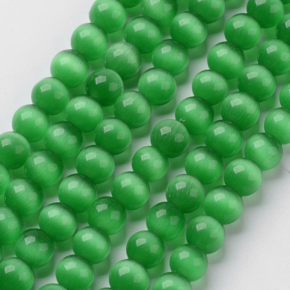 Cat Eye Beads, Round, 6mm, Hole: 1mm, about 66~68pcs/strand, 14.5~15.3 inch