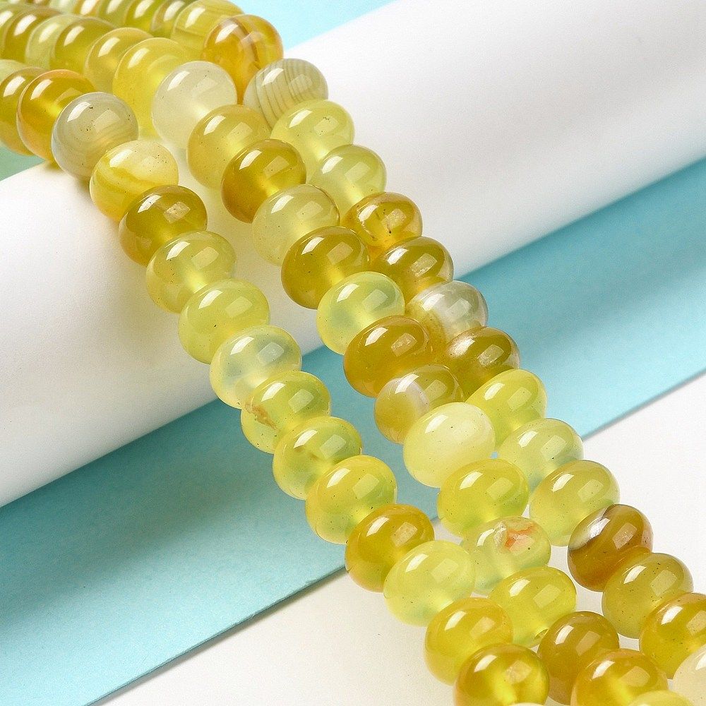 Natural Agate Beads Strands, Dyed & Heated, Rondelle, 8~8.5x4.5~5.5mm, Hole: 1.4mm, about 41pcs/strand, 7.40~7.48''(18.8~19cm)