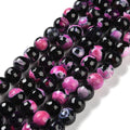 Natural Fire Crackle Agate Beads Strands, Dyed & Heated, Faceted, Round, 10mm, Hole: 0.8mm, about 37pcs/strand, 14''(35.5cm)