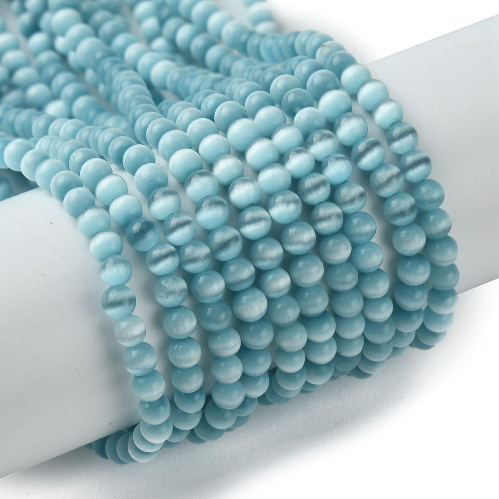Cat Eye Beads Strands, Round, 3mm, Hole: 0.5mm, about 130pcs/strand, 15.75''(40cm)