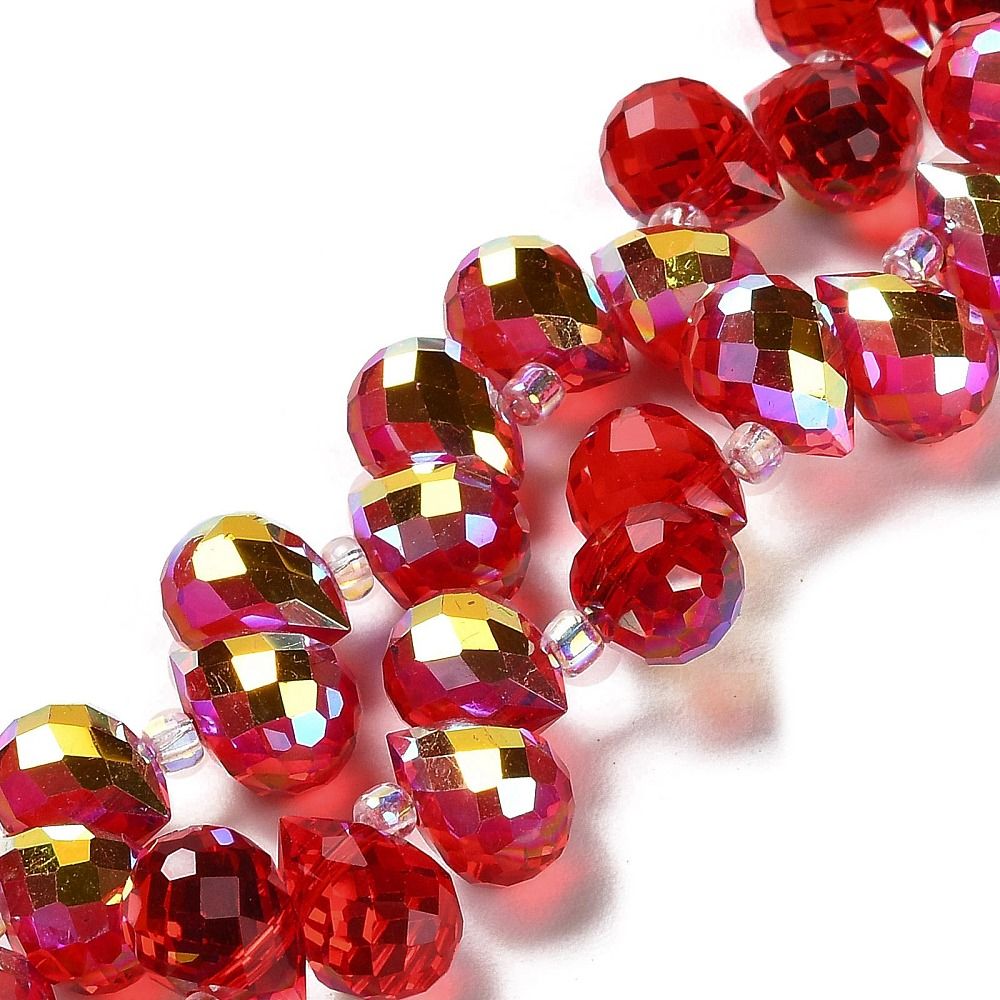 Electroplate Glass Beads Strands, Teardrop, 10~11x8mm, Hole: 1mm, about 93pcs/strand, 62cm