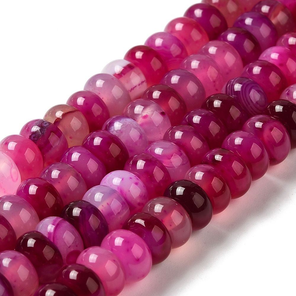Natural Agate Beads Strands, Dyed & Heated, Rondelle, 8~8.5x4.5~5.5mm, Hole: 1.4mm, about 41pcs/strand, 7.40~7.48''(18.8~19cm)