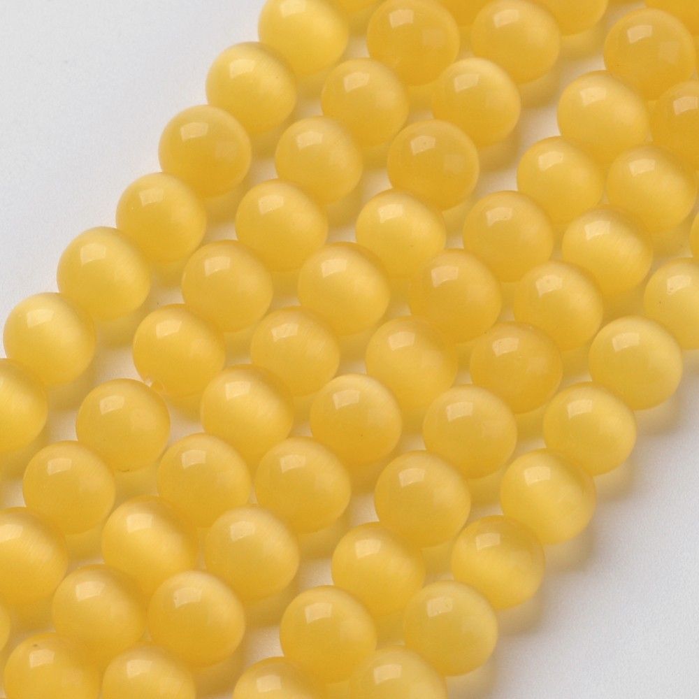 Cat Eye Beads, Round, 6mm, Hole: 1mm, about 66~68pcs/strand, 14.5~15.3 inch