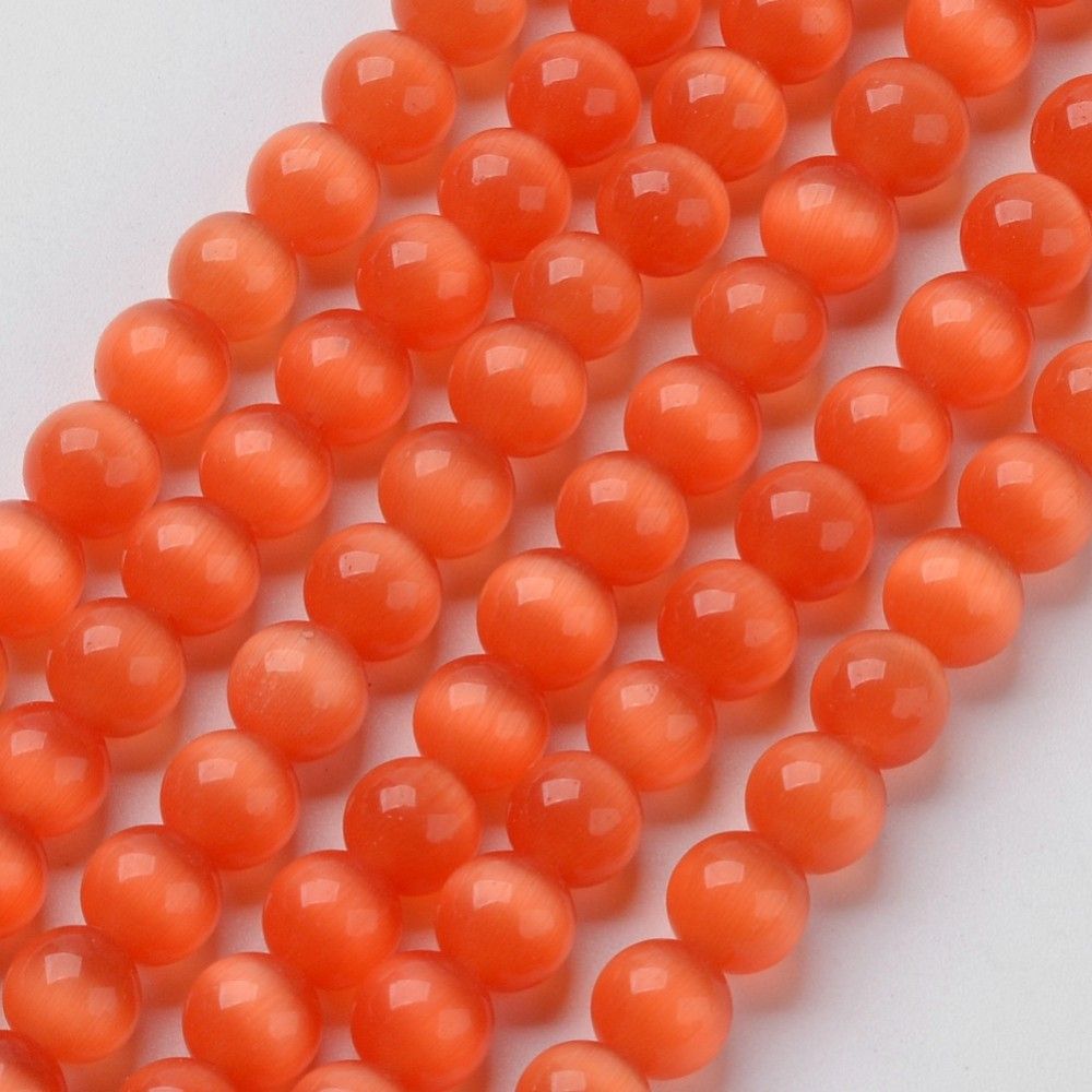 Cat Eye Beads, Round, 8mm, Hole: 1mm, about 14~14.5 inch/strand, about 48~50pcs/strand
