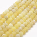 Frosted Natural Weathered Agate Beads Strands, Round, Dyed & Heated, Yellow, 8mm, Hole: 1mm, about 48pcs/strand