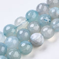 Natural Agate Beads Strands, Dyed, Round, Faceted, 14mm, Hole: 1.2mm, about 28pcs/strand, 14.96 inch(38cm)