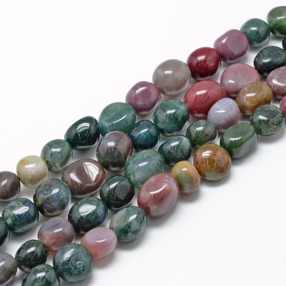 Natural Indian Agate Beads Strands, Nuggets, 8~15x7~12x4~12mm, Hole: 1mm, about 30~45pcs/strand
