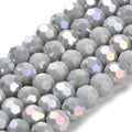 Opaque Glass Beads Stands, AB Color, Faceted(32 Facets), Round, 8x7~7.5mm, Hole: 1.5mm, about 66pcs/strand, 18.82~19.06 inch(47.8~48.4cm)