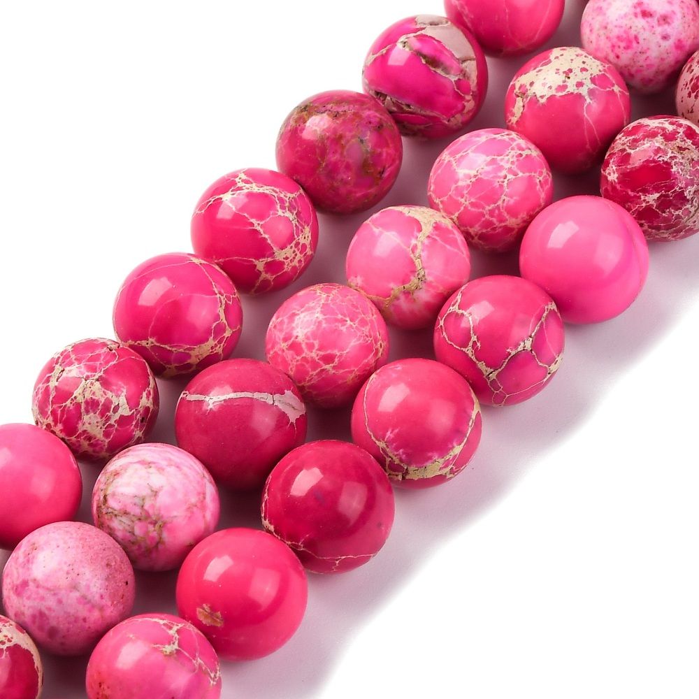 Natural Regalite/Imperial Jasper/Sea Sediment Jasper Beads Strands, Round Impression Jasper, 10mm, Hole: 1.2mm, about 19pcs/strand, 7.48''(19cm)