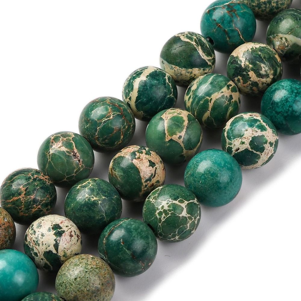 Natural Regalite/Imperial Jasper/Sea Sediment Jasper Beads Strands, Round Impression Jasper, 10mm, Hole: 1.2mm, about 19pcs/strand, 7.48''(19cm)