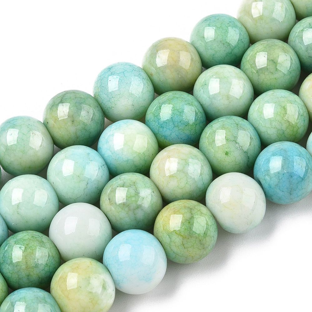 Opaque Crackle Glass Round Beads Strands, Imitation Stones, Round,10mm, Hole: 1.5mm, about 80pcs/strand, 30.31~31.10 inch(77~79cm)