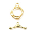 Rack Plating Brass Toggle Clasps, Long-Lasting Plated, Lead Free & Cadmium Free, Real 18K Gold Plated/10x25.5x1.5mm