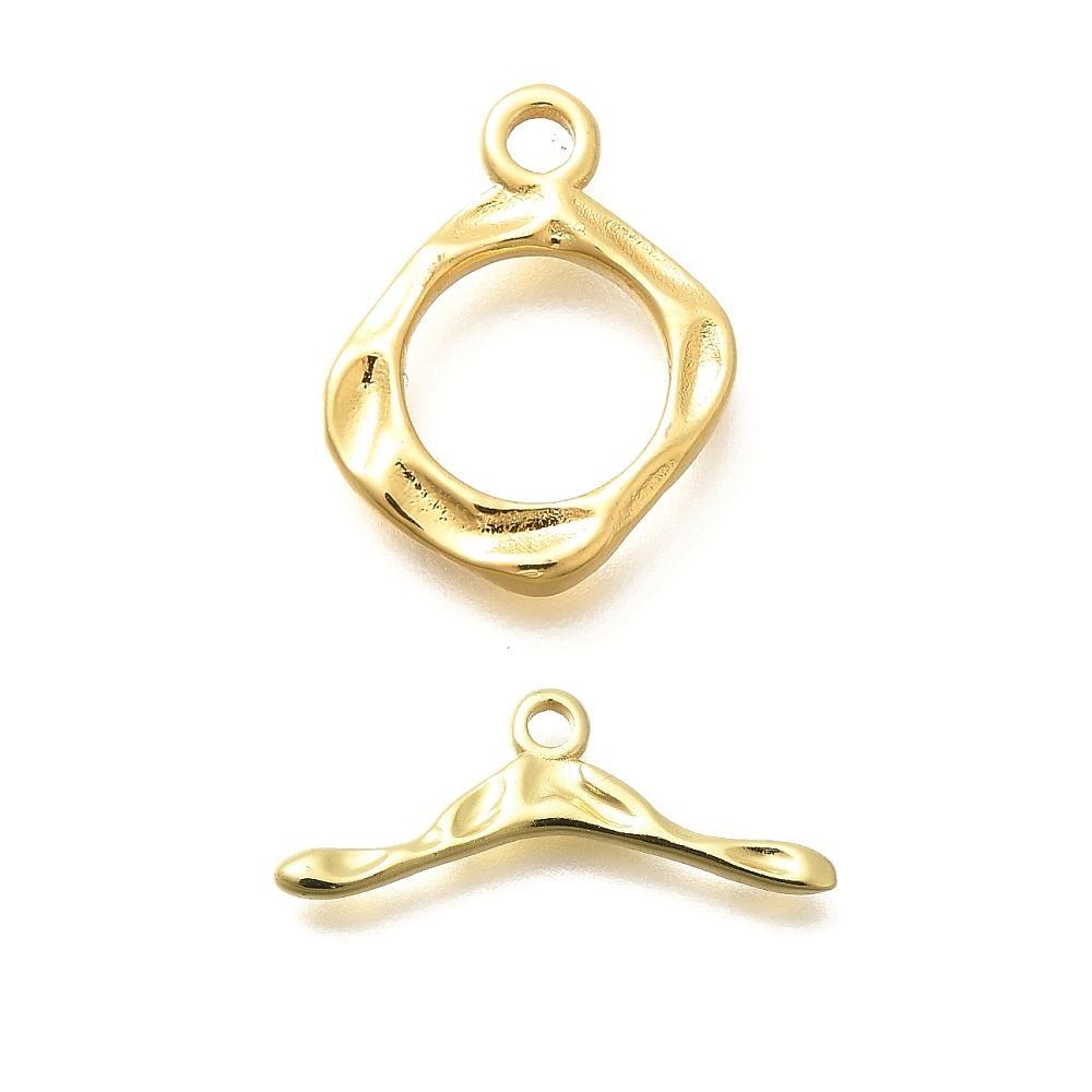 Rack Plating Brass Toggle Clasps, Long-Lasting Plated, Lead Free & Cadmium Free, Real 18K Gold Plated/10x25.5x1.5mm