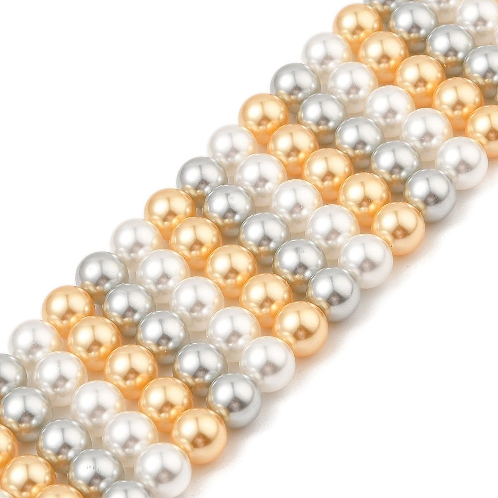 Baking Painted Pearlized Glass Pearl Round Bead Strands, Orange, 8mm, Hole: 0.8mm, about 50pcs/strand, 15.75''(40cm)